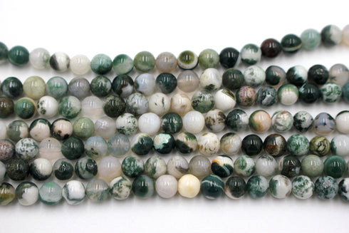 Tree Agate Gemstone Beads, 6mm, Round
